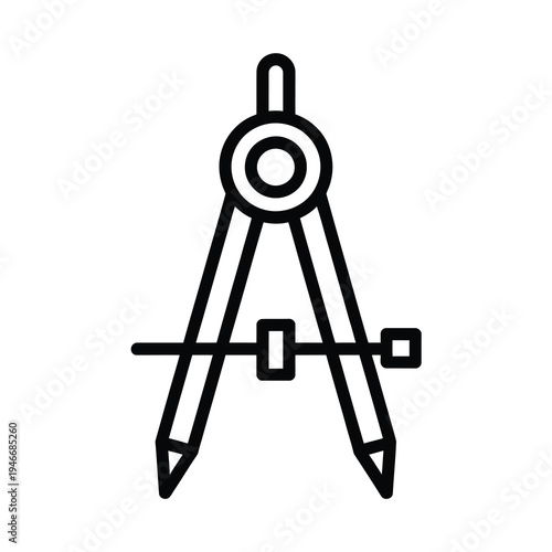 Vector of a geometric compass tool used for drawing circles