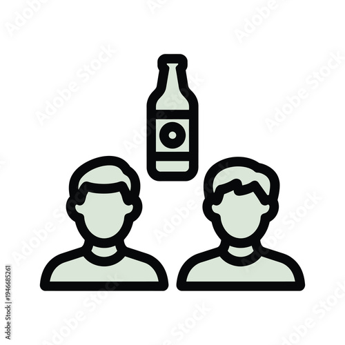Vector of two people sharing a bottle
