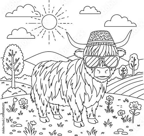 Cute Highland Cow Coloring Pages Bundle for Kids and Adults