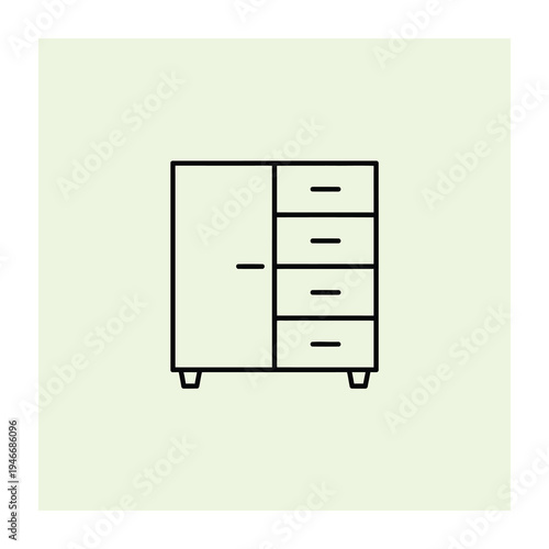 Vector of a minimalist storage cabinet with drawers