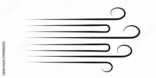 Black lines depicting wind or air currents on a white background