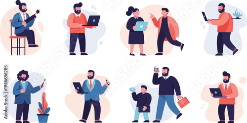 Diverse individuals engaged in various professional and creative activities