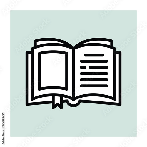 Vector of an open book on a green square background
