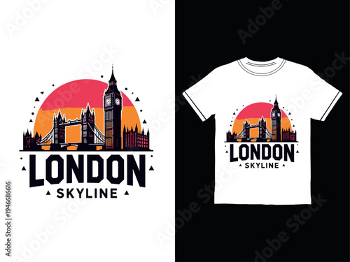 London skyline design on white t shirt
