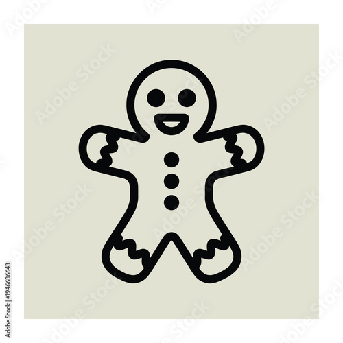 Smiling gingerbread man vector on a light background