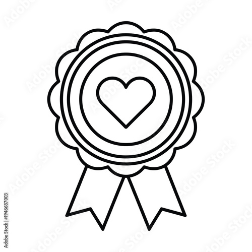 Vector of a heart-shaped ribbon award