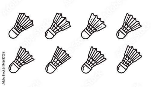 Badminton Shuttlecock Pattern Simple Line Art Icons Sport Equipment