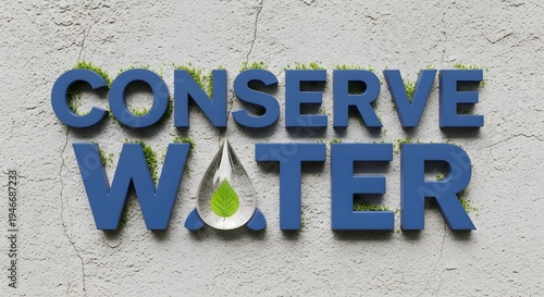 Conserve water logo on gray background