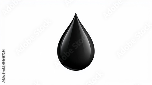 A single black teardrop shape with a smooth curved surface and a pointed tip, featuring a small curved highlight on its left side, isolated on a white background.