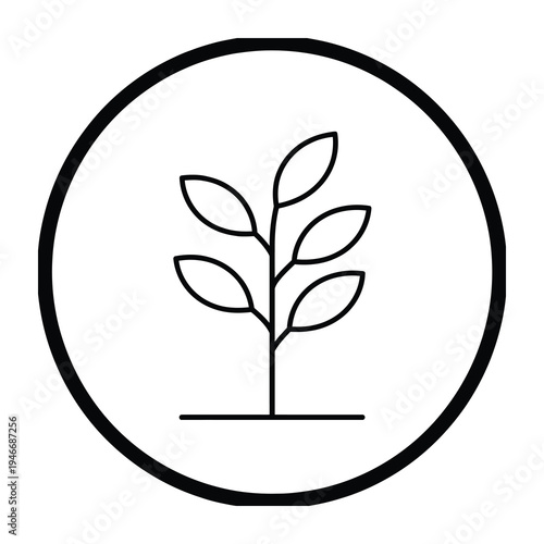 Vector of a plant with simple leaves inside a circle