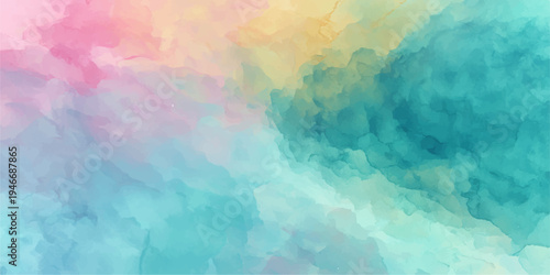 Abstract dreamy watercolor wash, the pastel color creates a visually stunning backdrop. This image embodies softness, serenity, and creativity, evokes feelings of tranquility.