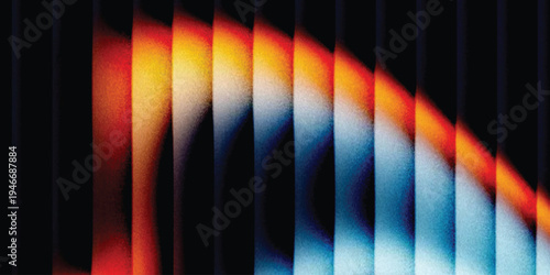 Grainy background glowing blurred color flow banner poster cover design, noise texture. Refracted Glass Gradient Effect. Ribbed glass morphism texture.