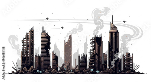 City Skyline with Tall Buildings.