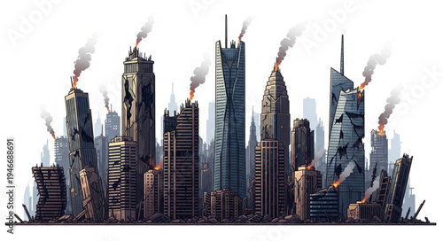 City Skyline with Tall Buildings.