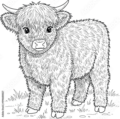 Cute Highland Cow and Calf Coloring Pages Bundle for Kids