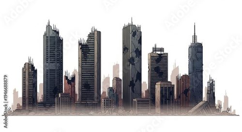 City Skyline with Tall Buildings.