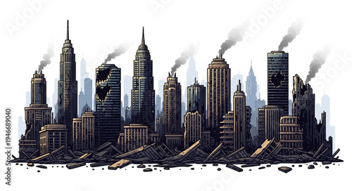 City Skyline with Tall Buildings.