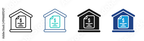 Bank Mortgage icon set multiple style collection
