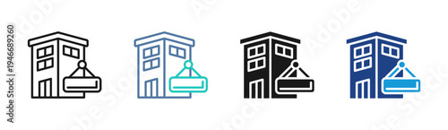 Property Rent icon set multiple style collection