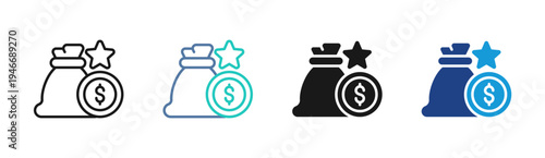 Bonus Savings icon set multiple style collection