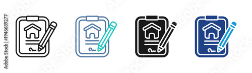 Home Contract icon set multiple style collection