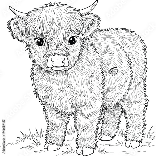 Cute Highland Cow and Calf Coloring Pages Bundle for Kids