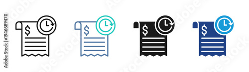 Bill Reminder icon set multiple style collection