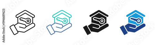 House Loan icon set multiple style collection