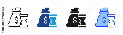 Money Timer icon set multiple style collection