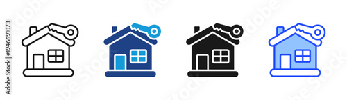 House Key icon set multiple style collection