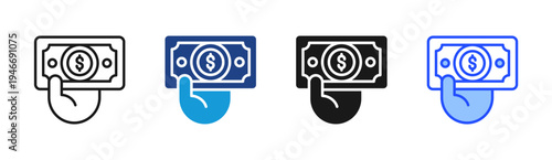 Cash Payment icon set multiple style collection