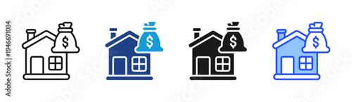 Rent Savings icon set multiple style collection