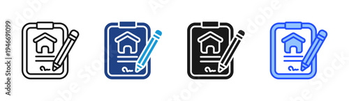 Home Contract icon set multiple style collection