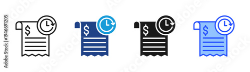 Bill Reminder icon set multiple style collection