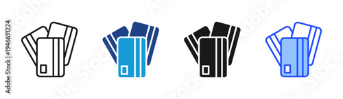 Card Stack icon set multiple style collection