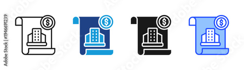 Property Loan icon set multiple style collection