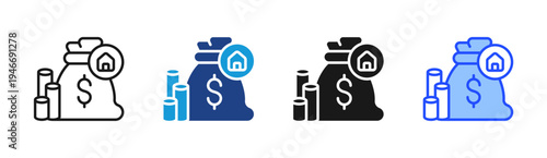 Savings Goal icon set multiple style collection