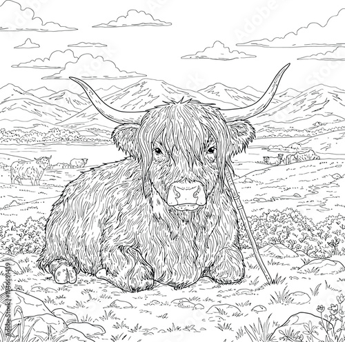 Cute Highland Cow and Calf Coloring Pages Bundle for Kids
