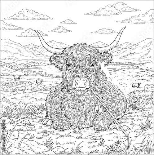 Cute Highland Cow and Calf Coloring Pages Bundle for Kids