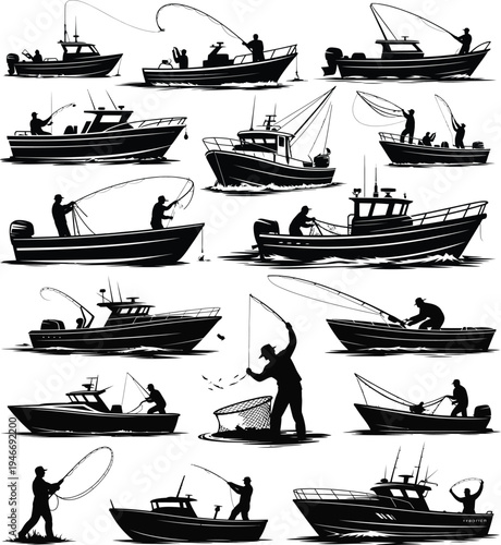 Military naval vessels and marine soldier silhouette set for war history, coastal defense operations, armed forces education, and conflict documentary design