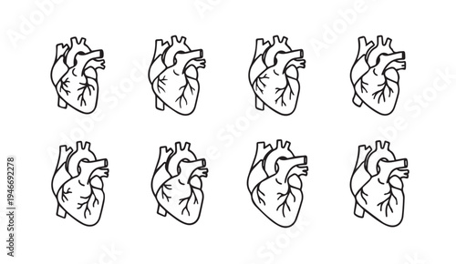 Human Heart Outline Pattern Repetition Medical Anatomy Study