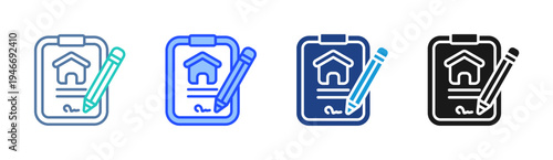 Home Contract icon set multiple style collection
