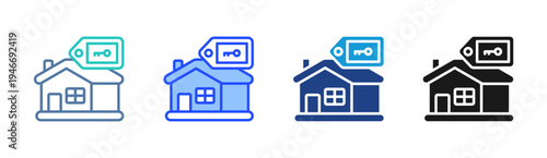 Key Mortgage icon set multiple style collection