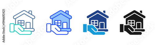 House Payment icon set multiple style collection