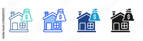 Rent Savings icon set multiple style collection