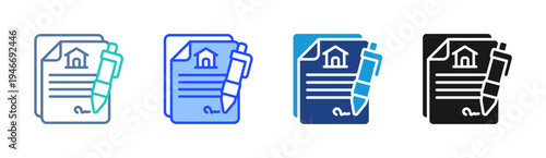 Property Contract icon set multiple style collection