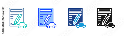 Auto Contract icon set multiple style collection