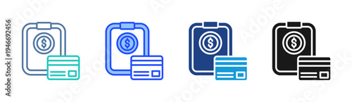 Digital Wallet icon set multiple style collection