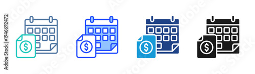 Payment Calendar icon set multiple style collection