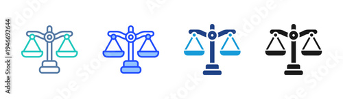 Legal Balance icon set multiple style collection